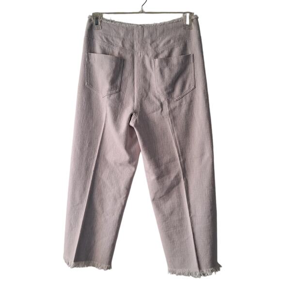 Rebecca Taylor Pink/ Mauve Frayed Waist and Hem, Wide Leg Pants - Size 6 - Picture 2 of 12